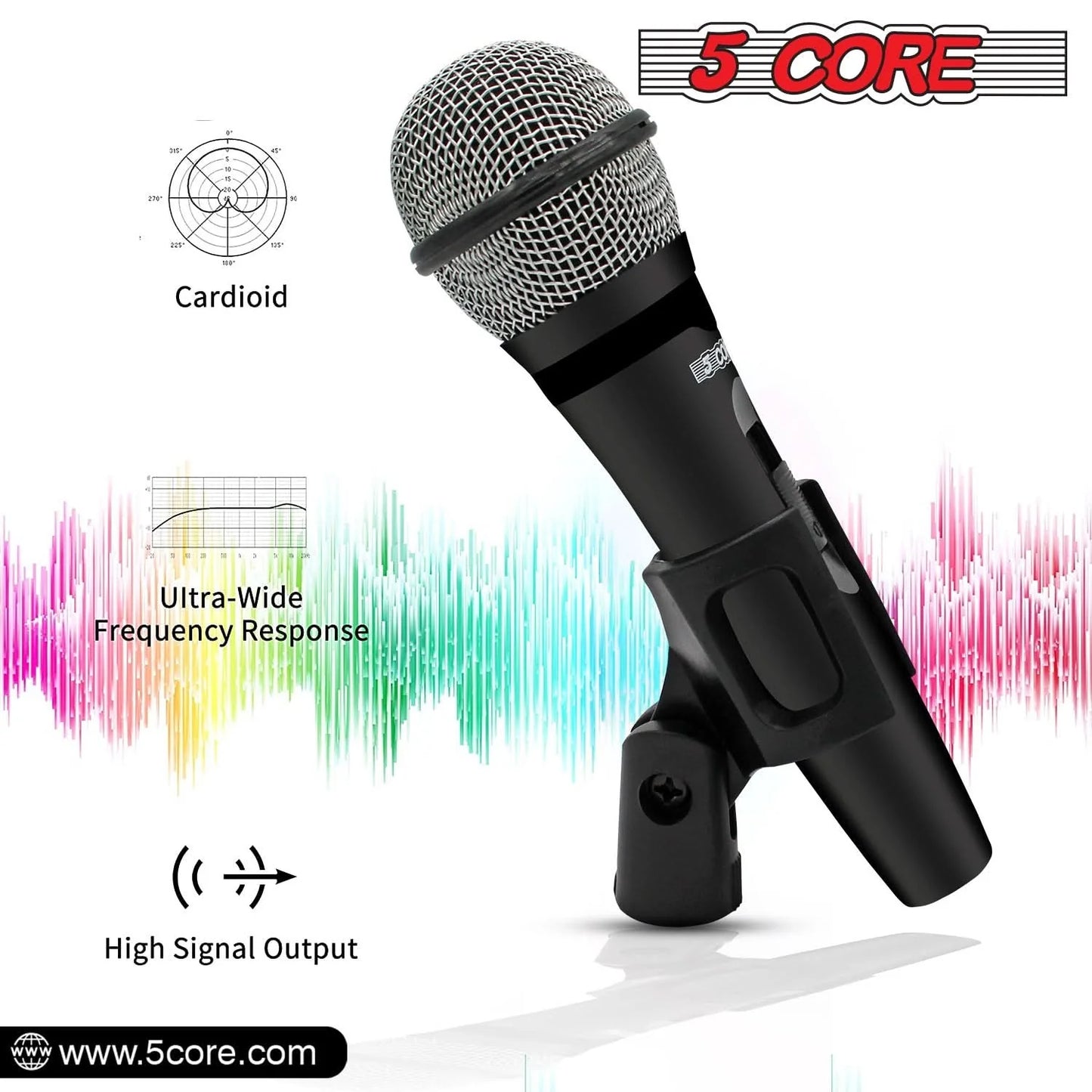 5Core XLR Microphone Dynamic Mic Karaoke Singing Studio Mics Handheld Microfono