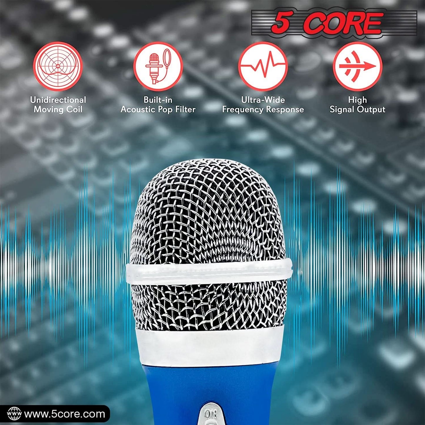 5Core XLR Microphone Dynamic Mic Karaoke Singing Studio Mics Handheld Microfono